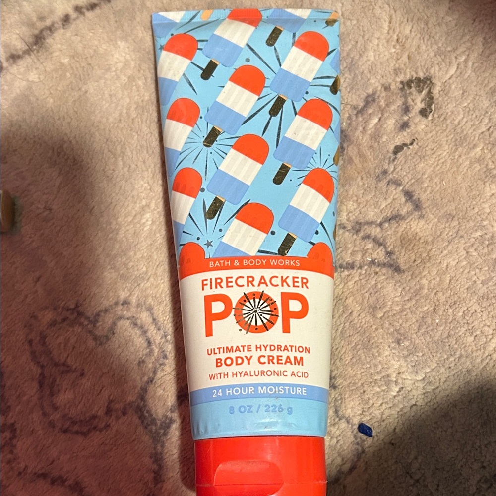 Bath & Body Works Firecracker Pop Body Cream - Blue, Red, and White